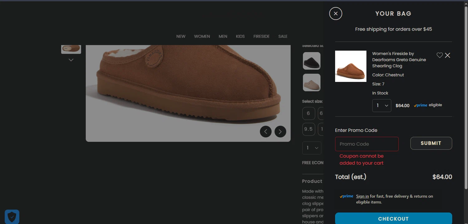 DearFoams promo code screenshot showing code COZY applied at DearFoams checkout page. Uploaded by SimplyCodes community member TreasureMaestro5413 on Aug 26, 2025