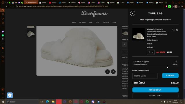 DearFoams checkout page showing DearFoams promo code box | Screenshot taken by SimplyCodes community member on Sep 5, 2025