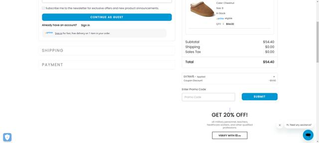 DearFoams checkout page showing DearFoams promo code box | Screenshot taken by SimplyCodes community member on Aug 29, 2025