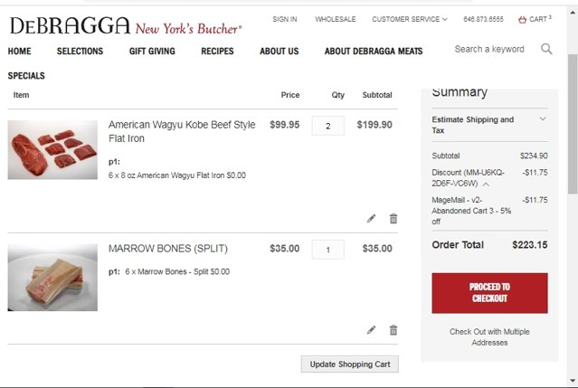 DeBragga checkout page showing DeBragga promo code box | Screenshot taken by SimplyCodes community member on Mar 31, 2021