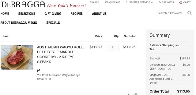 DeBragga checkout page showing DeBragga promo code box | Screenshot taken by SimplyCodes community member on Apr 1, 2021
