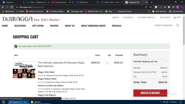 DeBragga checkout page showing DeBragga promo code box | Screenshot taken by SimplyCodes community member on Dec 20, 2021