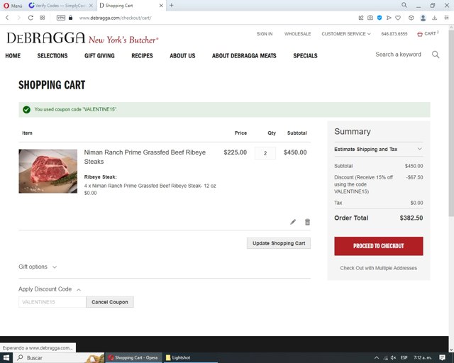 DeBragga checkout page showing DeBragga promo code box | Screenshot taken by SimplyCodes community member on Jan 26, 2023