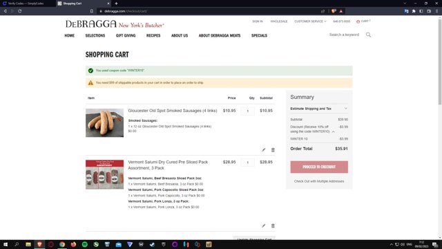 DeBragga checkout page showing DeBragga promo code box | Screenshot taken by SimplyCodes community member on Feb 9, 2023