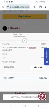 BIGBLUE15 coupon verification screenshot