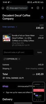 COFFEEBLOG coupon verification screenshot