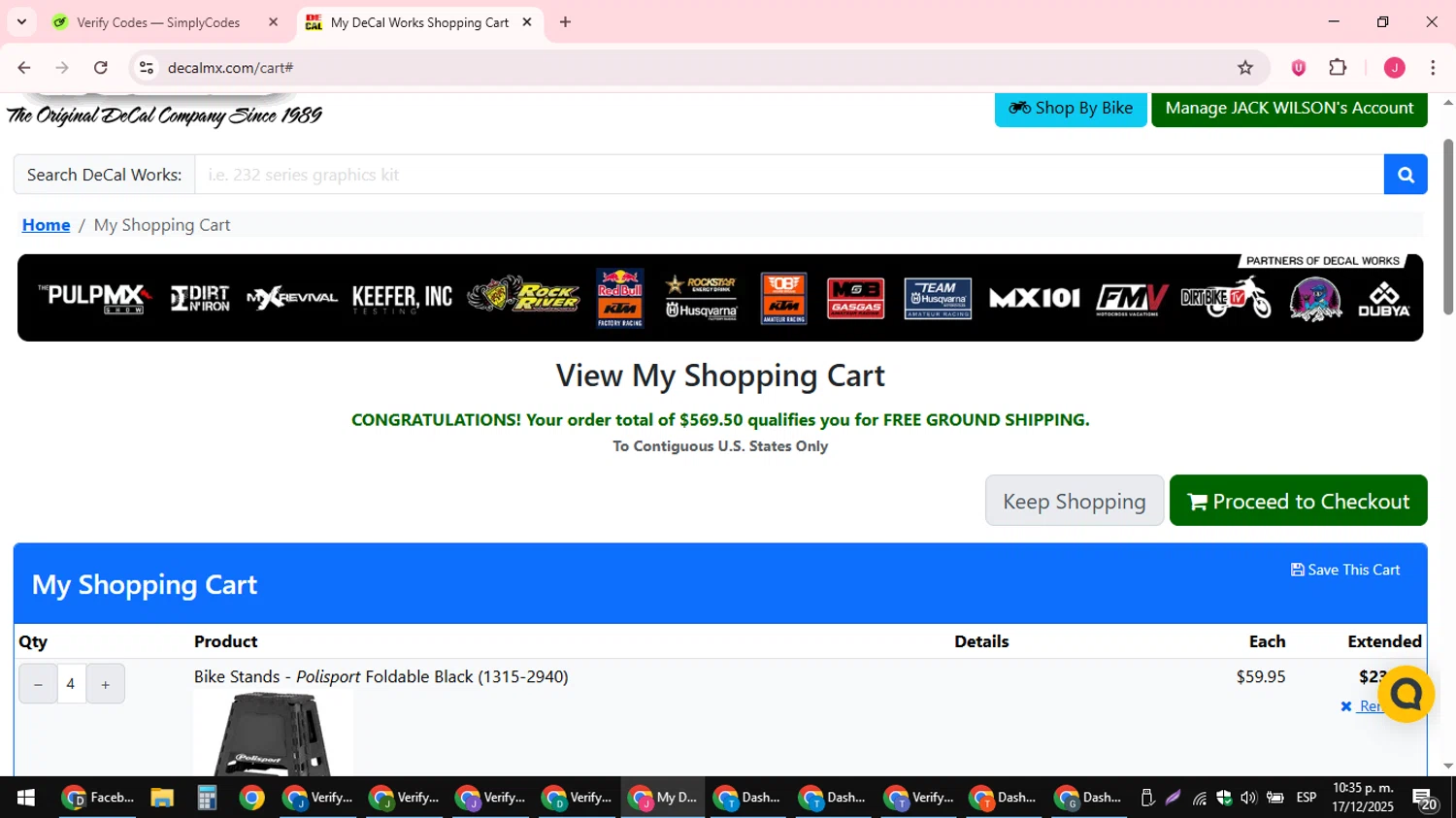 DeCal Works checkout page showing DeCal Works promo code box | Screenshot taken by SimplyCodes community member on Dec 18, 2025