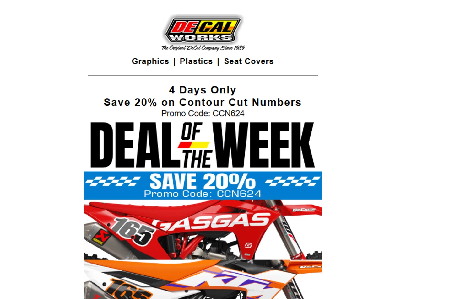 DeCal Works promo code screenshot showing code CCN624 applied at DeCal Works checkout page. Uploaded by SimplyCodes community member Aressss on Jun 14, 2025
