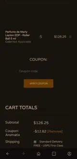 AROMATIX coupon verification screenshot