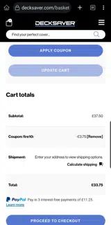 FIRE10 coupon verification screenshot