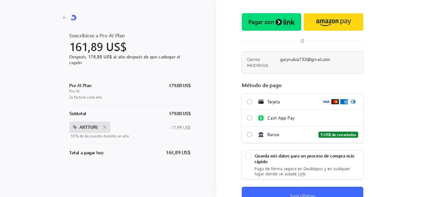 Decktopus promo code screenshot showing code ARTTURI applied at Decktopus checkout page. Uploaded by SimplyCodes community member CRYSTALSUICINE on Jan 4, 2026