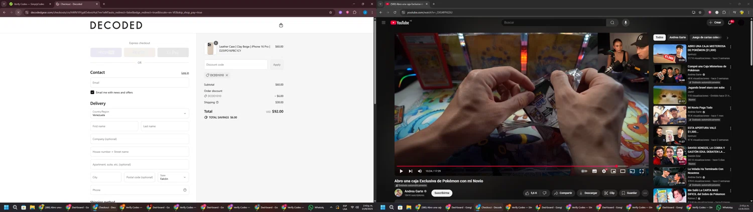 Decoded Bags discount code screenshot showing code DCDD1010 applied at Decoded Bags checkout page. Uploaded by SimplyCodes community member BargainGuardian280 on Aug 13, 2025