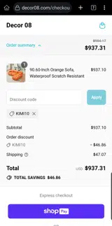 KIMI10 coupon verification screenshot
