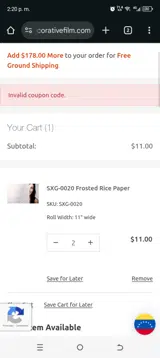 MDS25 coupon verification screenshot
