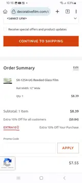 EXTRA10 coupon verification screenshot