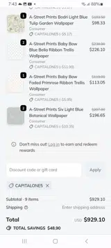 CAPITALONE5 coupon verification screenshot