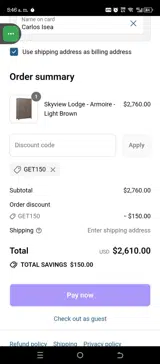 GET150 coupon verification screenshot