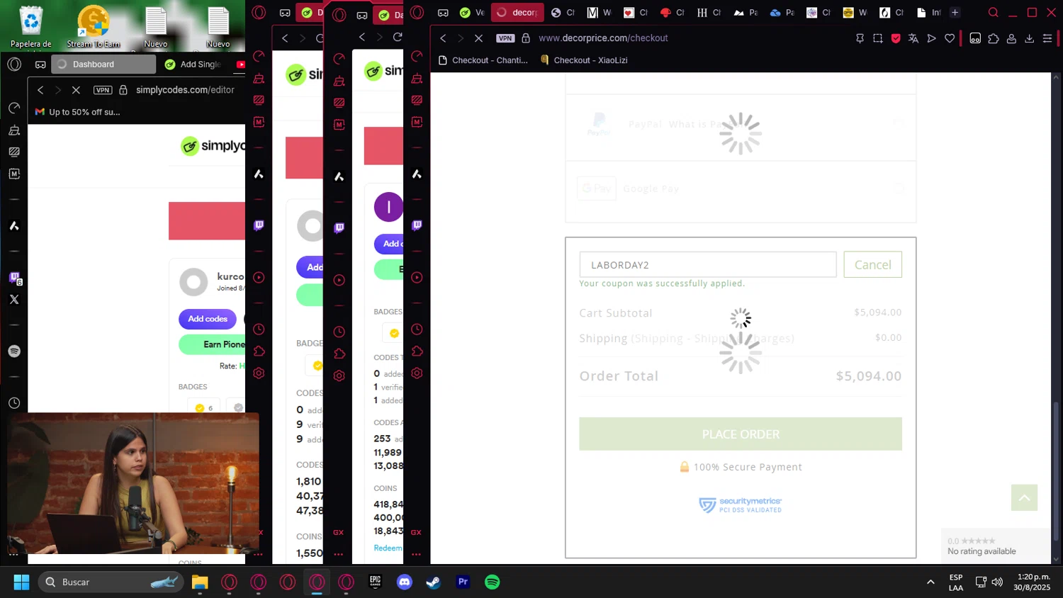 DecorPrice checkout page showing DecorPrice promo code box | Screenshot taken by SimplyCodes community member on Aug 30, 2025