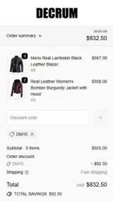 Decrum coupon verification screenshot
