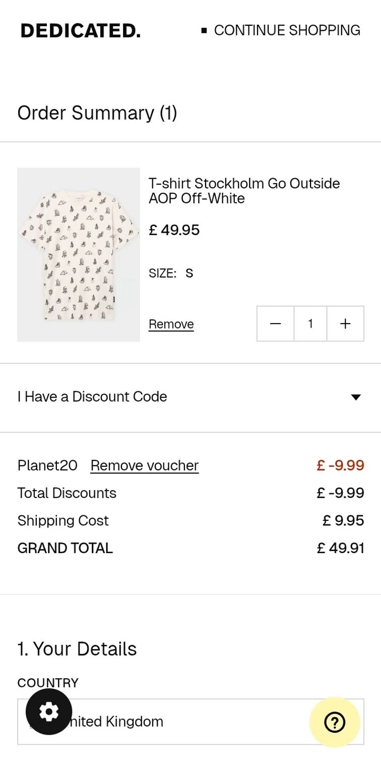 Dedicated Brand promo code screenshot showing code Planet20 applied at Dedicated Brand checkout page. Uploaded by SimplyCodes community member Yonaikeryriarte08 on Aug 3, 2025