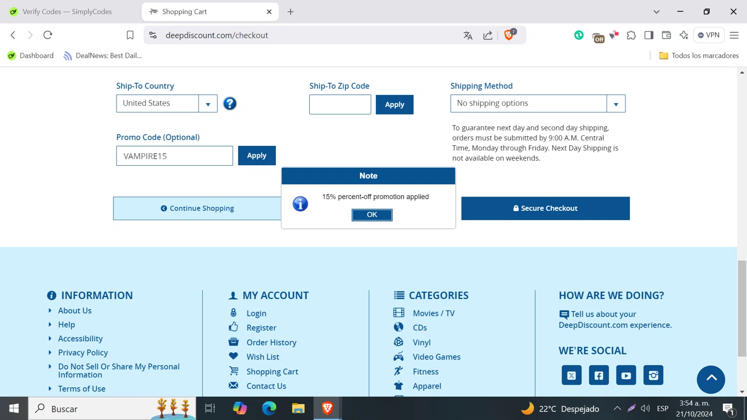 where to use Deep promo code box