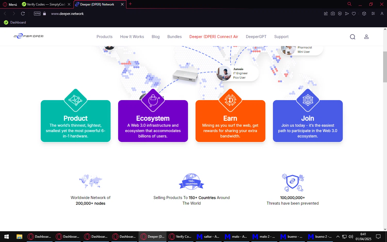 Deeper Network discount code screenshot showing code ALEXEY5124415 applied at Deeper Network checkout page. Uploaded by SimplyCodes community member Purureche on Apr 1, 2025