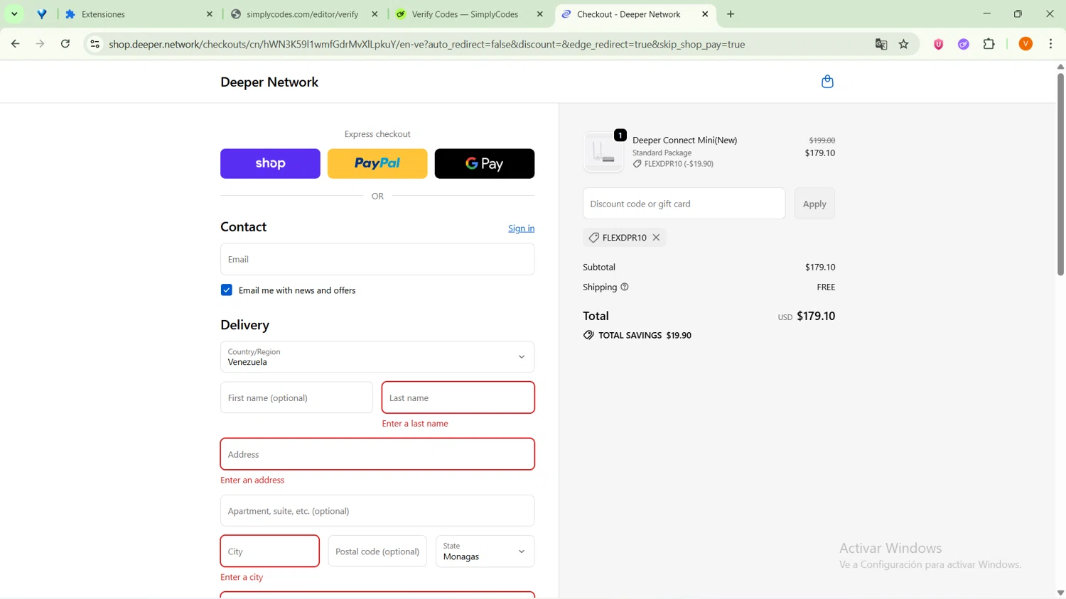 Deeper Network discount code screenshot showing code FLEXDPR10 applied at Deeper Network checkout page. Uploaded by SimplyCodes community member RebateSaver5991 on Sep 23, 2025