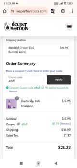 49off coupon verification screenshot