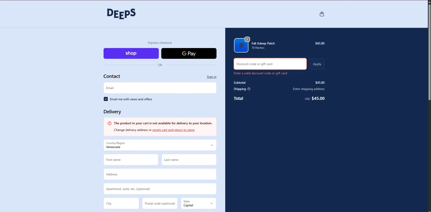 Deeps promo code screenshot showing code thejasminemaria applied at Deeps checkout page. Uploaded by SimplyCodes community member MagnificentTitan8616 on Dec 21, 2025