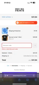 WELCOME coupon verification screenshot
