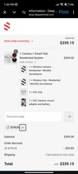 BYRON coupon verification screenshot