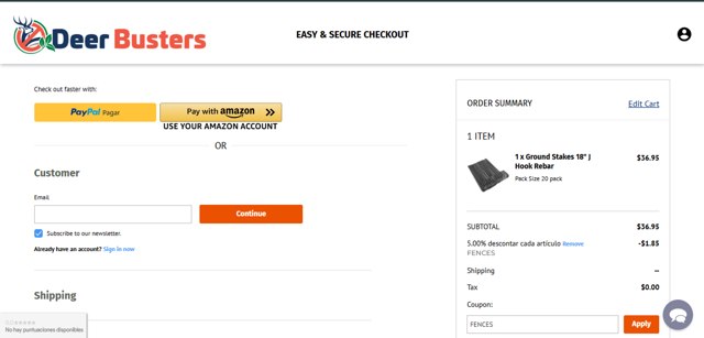 Deerbusters checkout page showing Deerbusters promo code box | Screenshot taken by SimplyCodes community member on Jun 28, 2025