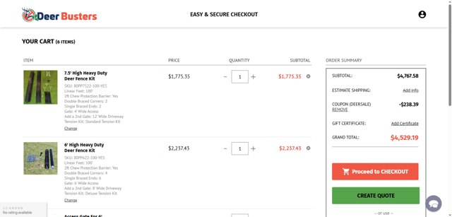 Deerbusters checkout page showing Deerbusters promo code box | Screenshot taken by SimplyCodes community member on Aug 11, 2025