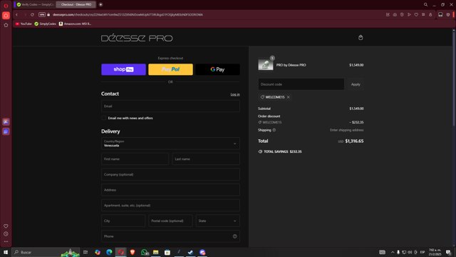 Deesse Pro checkout page showing Deesse Pro promo code box | Screenshot taken by SimplyCodes community member on Feb 21, 2025