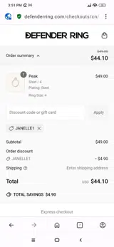janelle1 coupon verification screenshot