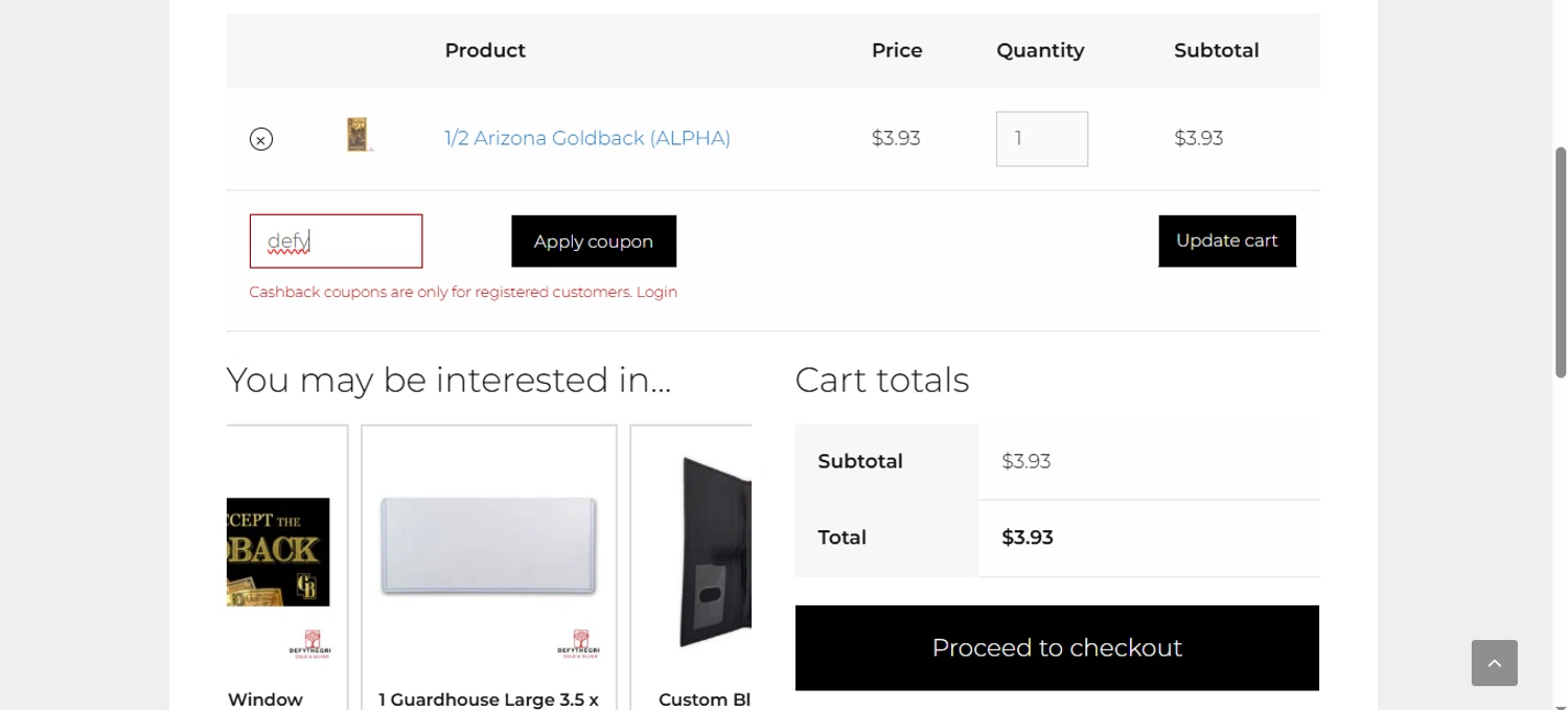 Defythegrid.com coupon code screenshot showing code defy applied at Defythegrid.com checkout page. Uploaded by SimplyCodes community member BrilliantFalcon6936 on Nov 20, 2025