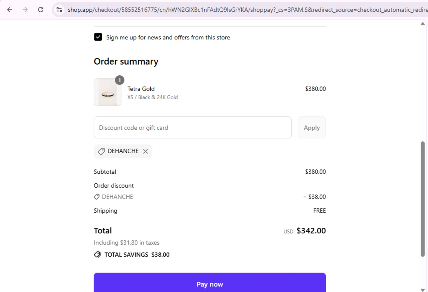 Déhanche promo code screenshot showing code DEHANCHE applied at Déhanche checkout page. Uploaded by SimplyCodes community member SaleSentinel7319 on Aug 27, 2025