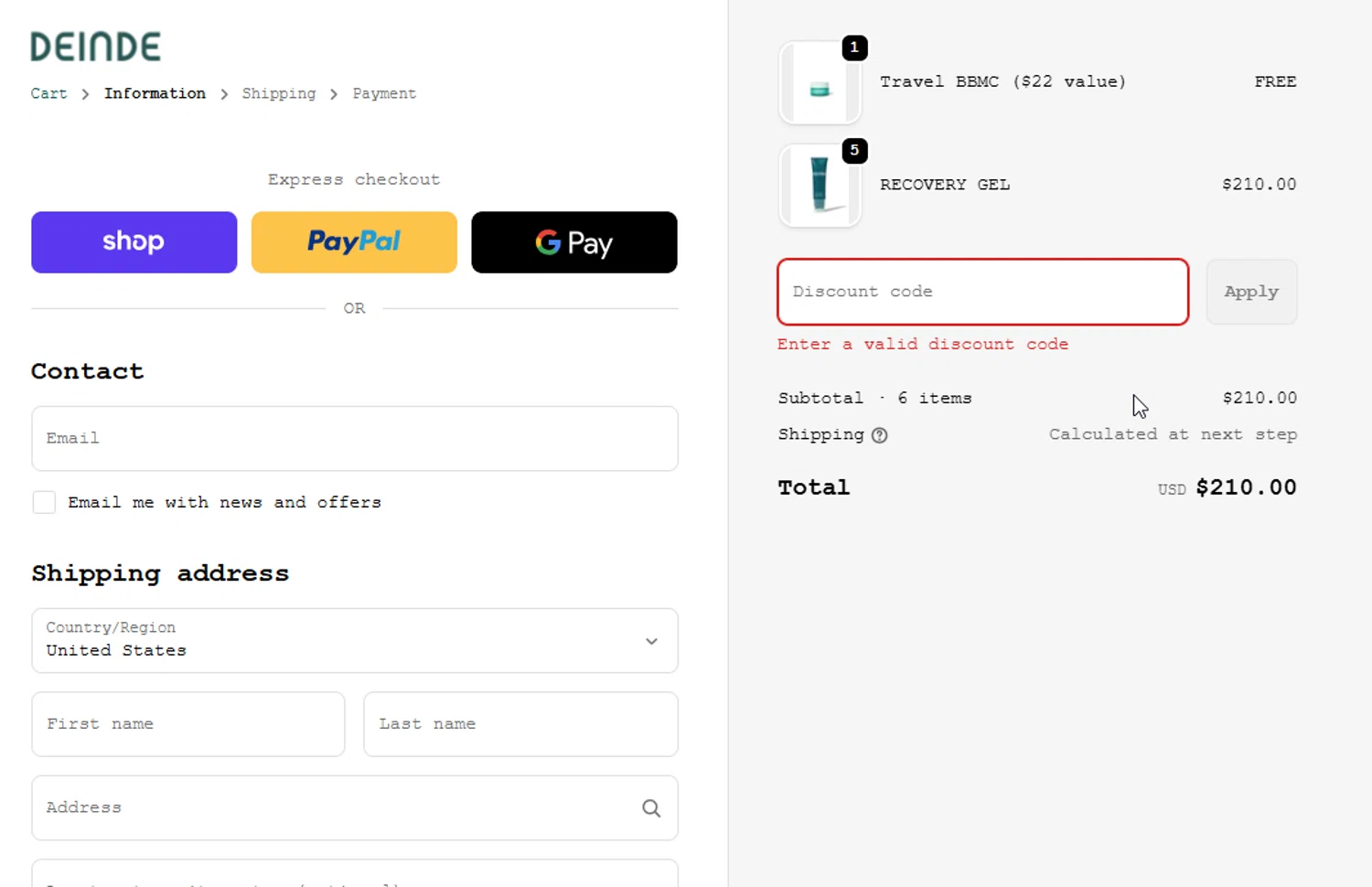 DEINDE promo code screenshot showing code CLEANSE50 applied at DEINDE checkout page. Uploaded by SimplyCodes community member ligthYA on Dec 20, 2025