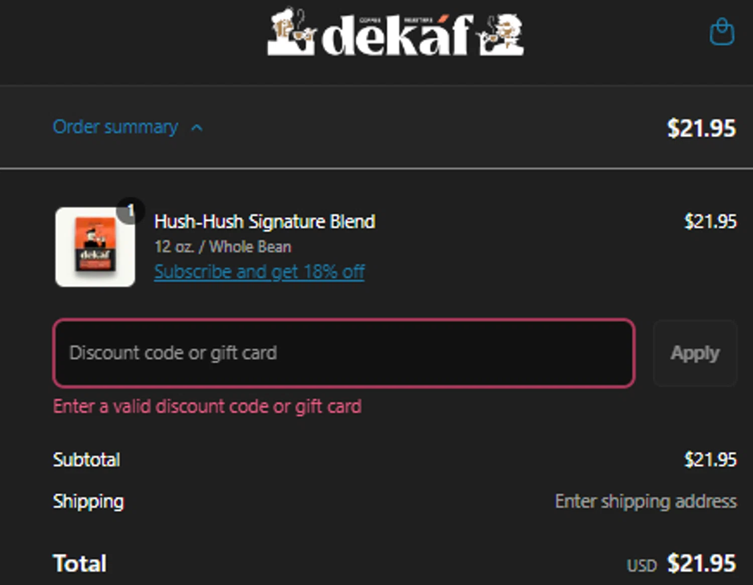 DEKAF promo code screenshot showing code CQX2SKK3EF0F applied at DEKAF checkout page. Uploaded by SimplyCodes community member SpiderGwen on May 11, 2025