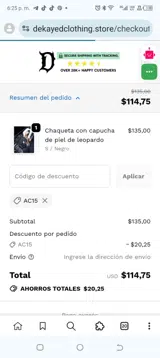 AC15 coupon verification screenshot