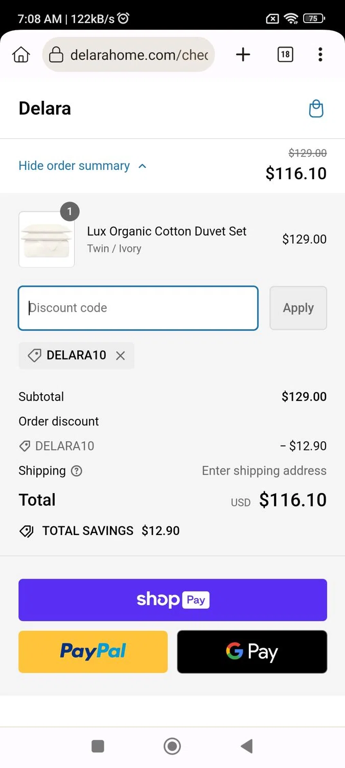 where to use Derila promo code box