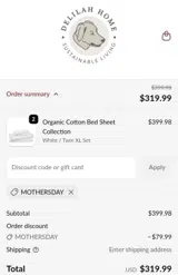 MOTHERSDAY coupon verification screenshot