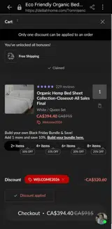 WELCOME2026 coupon verification screenshot