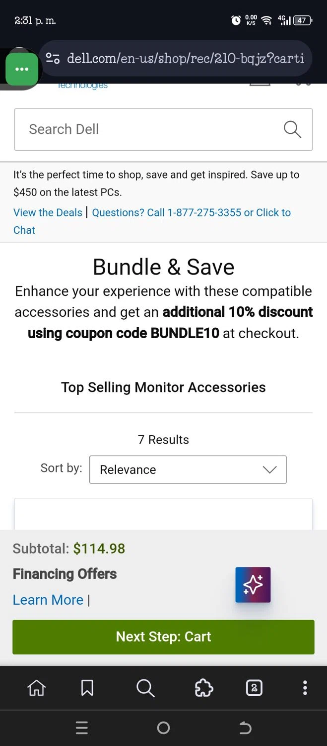 Dell coupon code screenshot showing code BUNDLE10 applied at Dell checkout page. Uploaded by SimplyCodes community member CashSaver3941 on Aug 6, 2025