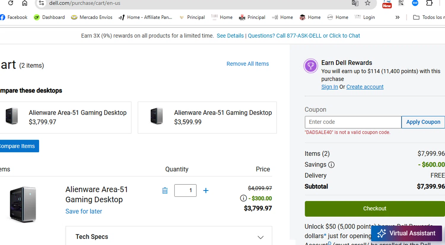 Dell coupon code screenshot showing code DADSALE40 applied at Dell checkout page. Uploaded by SimplyCodes community member anthonydiaz1 on Jul 27, 2025