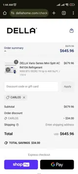 CARLOS coupon verification screenshot