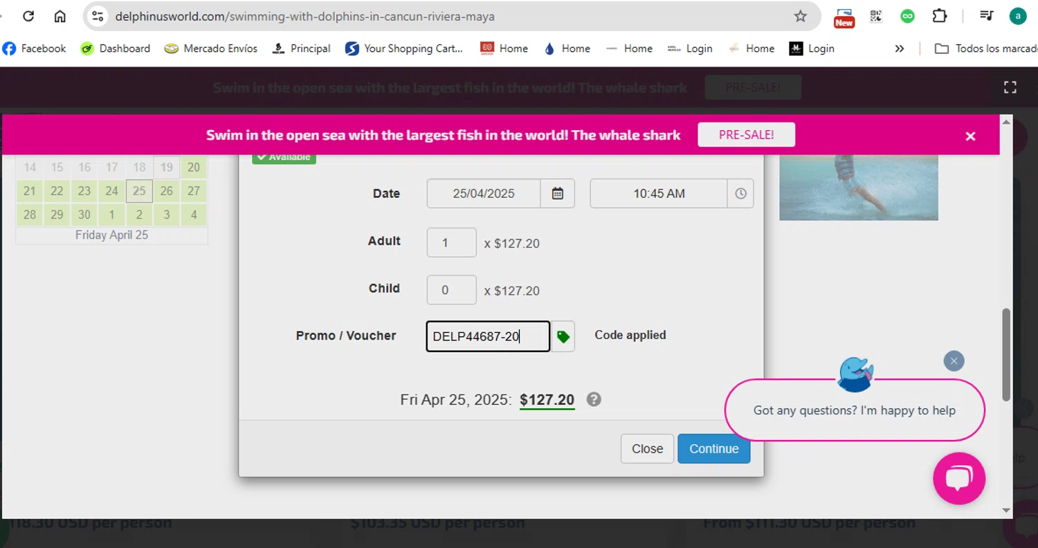 Delphinus promo code screenshot showing code DELP44687-20 applied at Delphinus checkout page. Uploaded by SimplyCodes community member anthonydiaz1 on Apr 19, 2025