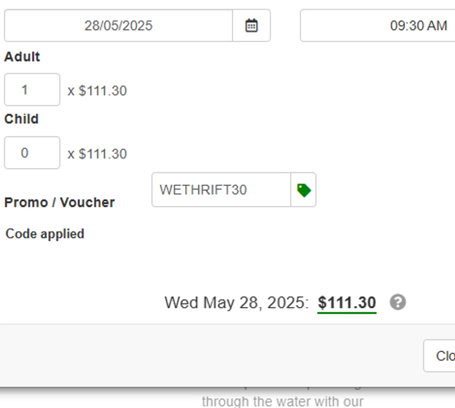 Delphinus promo code screenshot showing code WETHRIFT30 applied at Delphinus checkout page. Uploaded by SimplyCodes community member Charly2607 on May 3, 2025