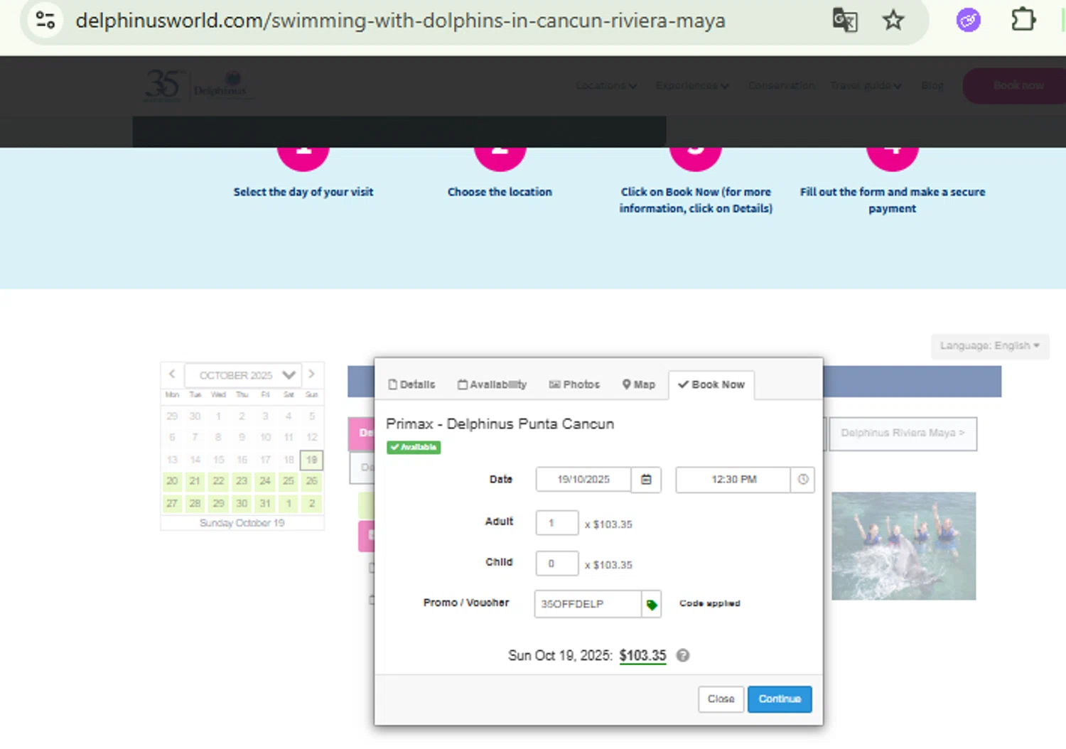Delphinus promo code screenshot showing code 35OFFDELP applied at Delphinus checkout page. Uploaded by SimplyCodes community member CashMaestro9337 on Oct 19, 2025
