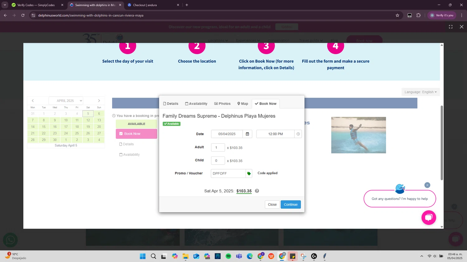 Delphinus promo code screenshot showing code DPFOFF applied at Delphinus checkout page. Uploaded by SimplyCodes community member VictoriousVoyager896 on Apr 5, 2025